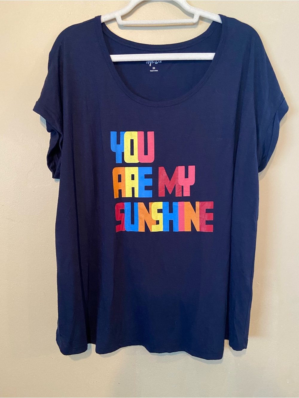 Style & Co. Navy Tee with Multicolor "You Are My Sunshine" Graphic